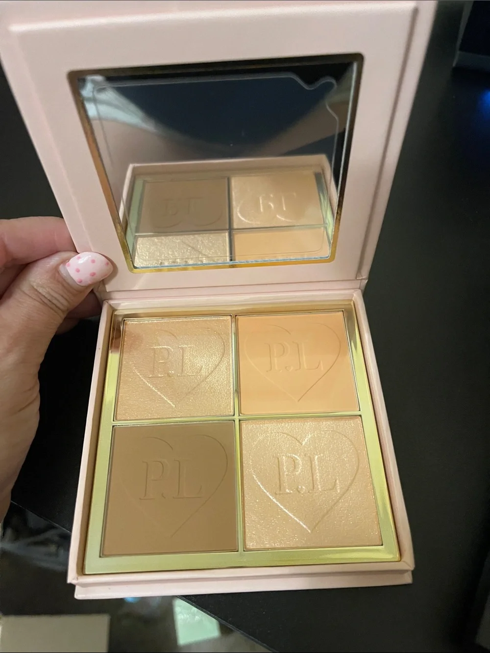 PL Monogram Quilted Pink Box with Gold Accents